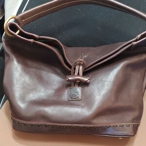Dooney & Bourke Toggle Whipstitch Tomoro Brown Bucket Bag RARE